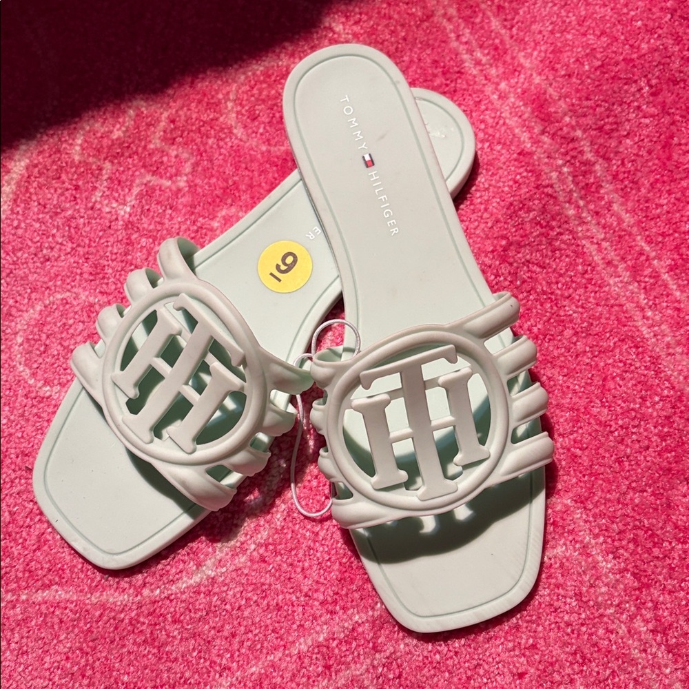 Tommy Hilfiger Light Green Slide Sandals